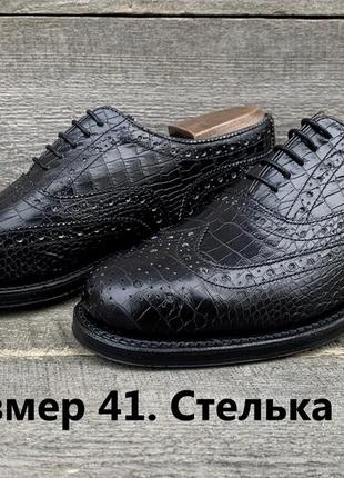 Grenson р 41 бразья кожаные броги мужские черные туфли оксфорды кожа мужественные туфлы1 фото