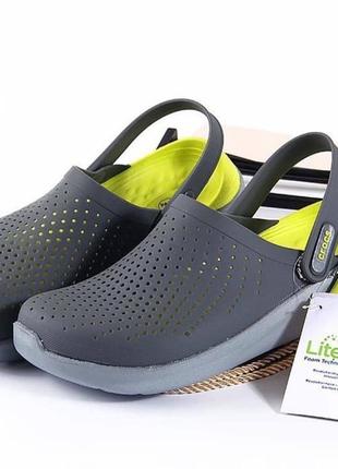 Crocs literide крокси сірі з жовтим лайтрайд придбати