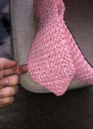 Плетёный пояс широкий акцентный розовый10 фото