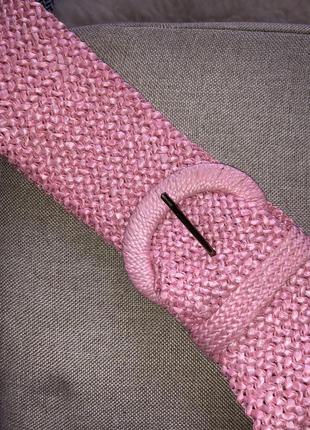 Плетёный пояс широкий акцентный розовый4 фото