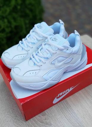 Женские кожаные кроссовки nike m2k tekno белые с серым летним кроссовками найк техно7 фото