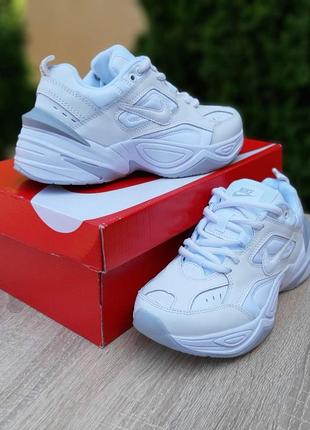 Женские кожаные кроссовки nike m2k tekno белые с серым летним кроссовками найк техно9 фото