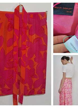 100% шелк фирменная винтажная шёлковая юбка миди карандаш супер качество