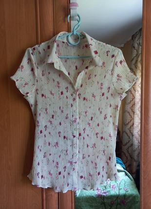 Распродажа отличная шифоновая рубашка блузка в цветочный принт