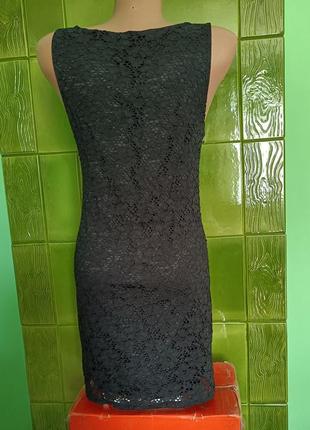 Черное ажурное, кружевное платье. размер - xs.34. made in france.