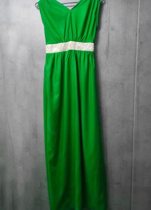 Зеленое длинное платье3 фото