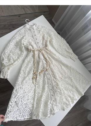 Вечірня ніжна сукня плаття сорочка міді з мережива5 фото