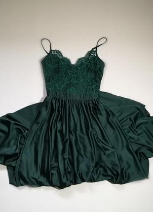 Сукня вечірня, сукня на випускний весілля довга, зелена з мережевом