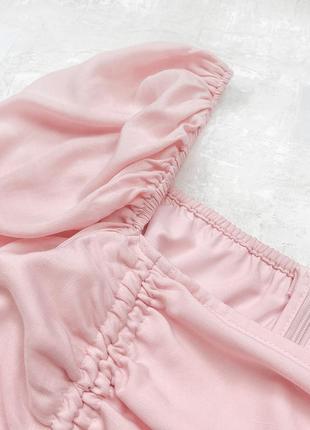 Новое роскошное трендовое платье-футляр asos зефирного розового цвета со стильными завязками6 фото