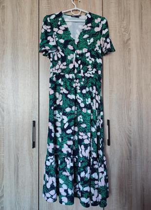 Стильна  сукня міді в квітковий принт сарафан платье плаття розмір 44-46