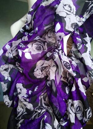 Потрясающий фиолетовый шарф с модными пыльными розами платок с драпировкой3 фото