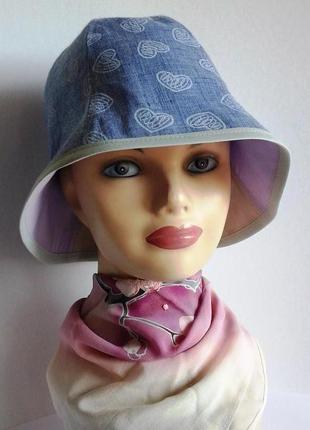 Панама. шляпа. лен рубашечный. голубой.