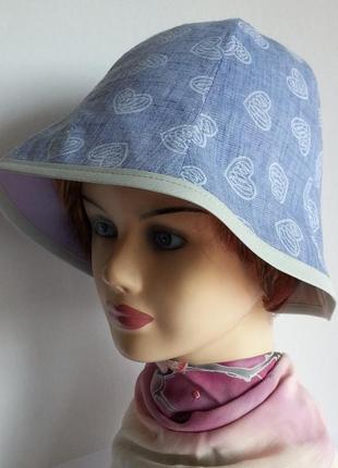 Панама. шляпа. лен рубашечный. голубой.