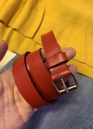 Фирменный кожаный красный ремень echtes leder,ремешок,пояс