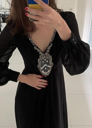 Шикарное шифоновое черное платье3 фото
