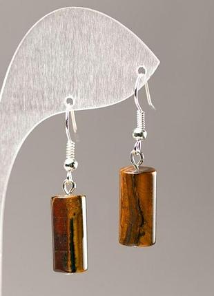 Сережки тигрове око циліндр d-17,5х8мм+-