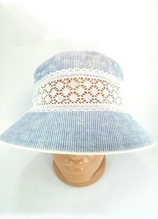 Панами жіночі капелюхи літні бавовняні з мереживом панама легка в горох біла блакитна в асортименті8 фото
