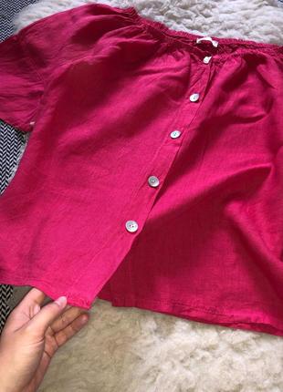 Блуза льняная лён натуральная италия свободная плечи открытые6 фото