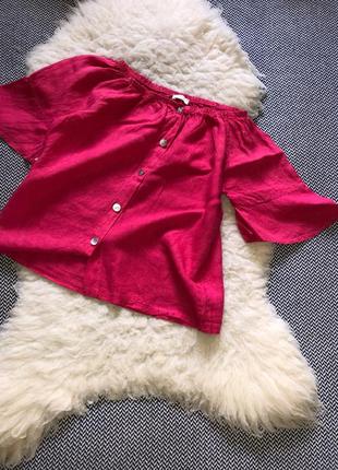 Блуза льняная лён натуральная италия свободная плечи открытые2 фото
