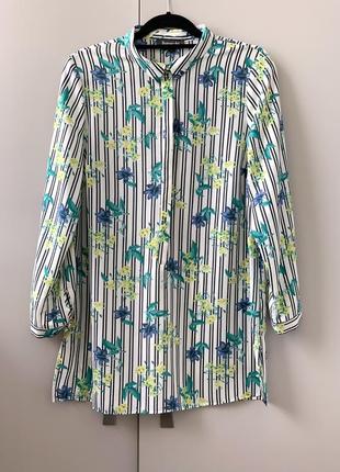 Удлиненная рубашка в цветочный принт