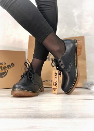 💖dr. martens💖женские кожаные чёрные туфли мартинс. демисезонные