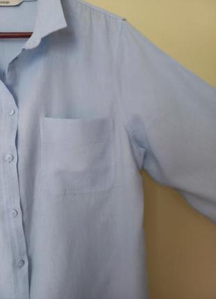 Лляна блакитна сорочка вільного крою3 фото