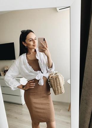 Платье слип миди h&m коричневое