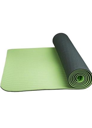 Коврик для йоги и фитнеса power system ps-4060 tpe yoga mat premium green (183х61х0.6)3 фото