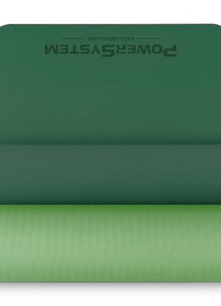 Коврик для йоги и фитнеса power system ps-4060 tpe yoga mat premium green (183х61х0.6)2 фото