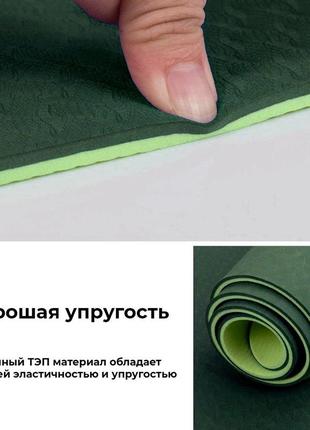 Килимок для йоги та фітнесу power system ps-4060 tpe yoga mat premium green (183х61х0.6)7 фото