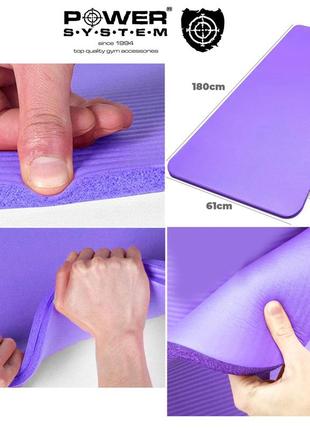 Коврик для йоги и фитнеса power system ps-4017 nbr fitness yoga mat plus purple (180х61х1)6 фото