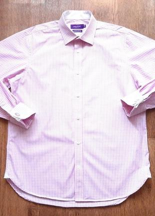 Рубашка премиум розовая белая клетка под запонки разова james aubrey luxury asia 16,5" xl7 фото