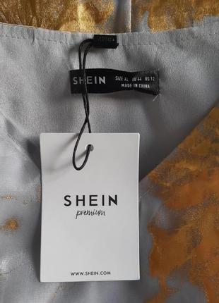 Красивое платье миди, макси с длинными рукавами фонариками в принт листья shein7 фото