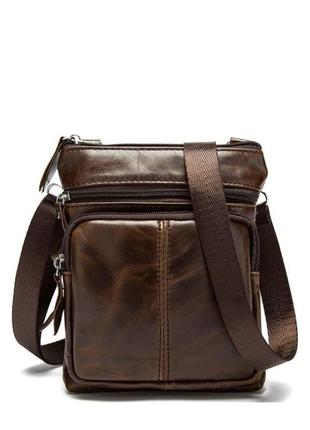 Сумка шкіряна компактна dnk leather dnk-14608 коричнева