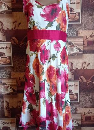 Шелковое брендовое винтажное цветущее платье marella,p.d 38, итальялия1 фото