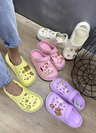Жіночі крокси стильні легкі жовті ,фіолетові , рожеві , білі кроксидля дівчинки підлітка