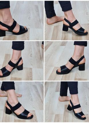 Кожаные босоножки на блочных каблуках босоножки женские черные босоножки на средних каблуках из натуральной кожи2 фото