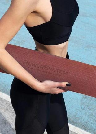 Килимок для йоги та фітнесу power system ps-4060 tpe yoga mat premium purple (183х61х0.6)7 фото