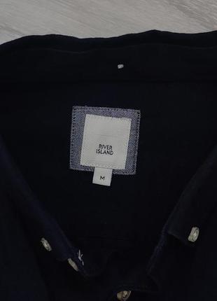 Мужская рубашка с карманом и длинным рукавом m темная синяя stretch oxford3 фото