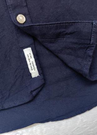 Мужская рубашка с карманом и длинным рукавом m темная синяя stretch oxford4 фото