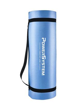 Коврик для йоги и фитнеса power system ps-4017 nbr fitness yoga mat plus blue (180х61х1)2 фото