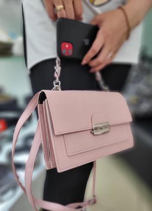 Женская каркасная маленькая сумочка пудра, розовая бежевая черная2 фото