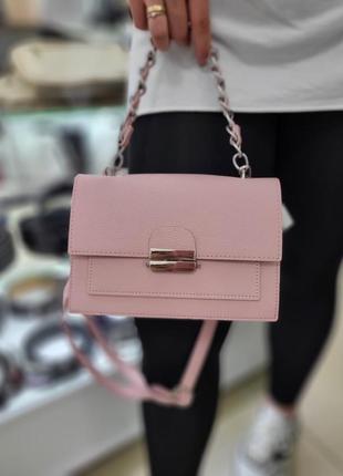 Женская каркасная маленькая сумочка пудра, розовая бежевая черная1 фото