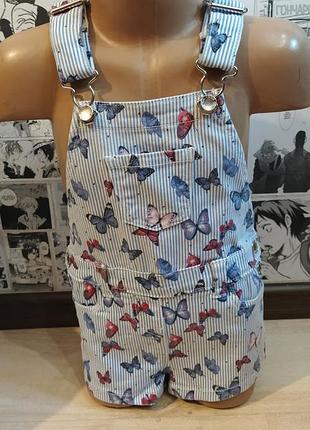 Джинсовый полукомбинезон бабочки primark 3-4года