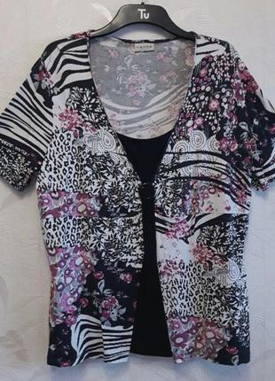 Ошатна літня блуза, 54-56-58, тонкий стрейчевий трикотаж із натуральної віскози та еластану, canda by c&amp;a