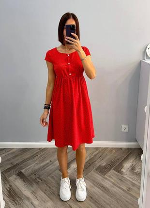 Платье миди женский красный цвет с принтом1 фото
