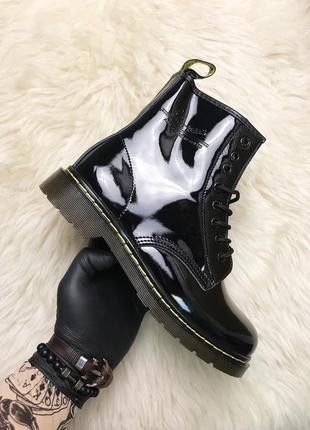 🍒dr. martens 1460 patent black🍒 женские\мужские чёрные демисезонные кожаные ботинки