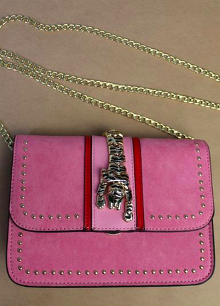 Topshop маленькая летняя сумочка через плечо розовая с тигром кроссбоды zara bershka2 фото