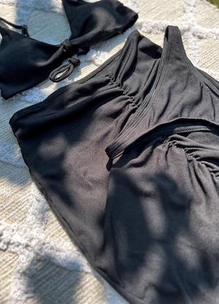 Классный раздельный купальник рубчик в комплекте с юбкой, набор купальник и юбка1 фото