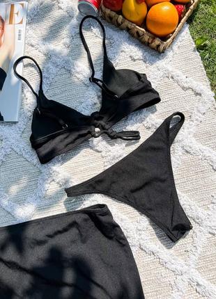 Классный раздельный купальник рубчик в комплекте с юбкой, набор купальник и юбка4 фото
